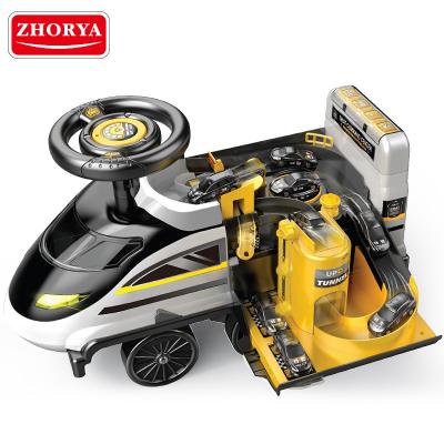 China Ride On Toy Zhorya 2 in 1 Electric High Speed ​​Train Series Toy Kid Ride On Car Garage Slot Toys for sale