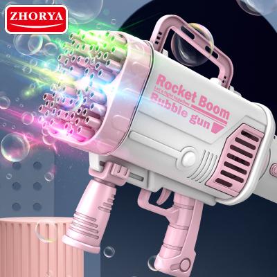 China Blow Bubbles Zhorya 64 Holes Bubble Memories Maker Cool Lightweight Rocket Launcher Child Gatling Bubble Gun Machine Automatic Toy for sale