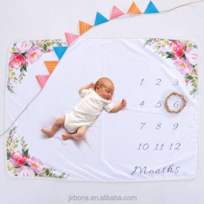 China Super Soft Anti-pilling Fleece Baby Photography Backdrop Monthly Baby Milestone Blanket for sale