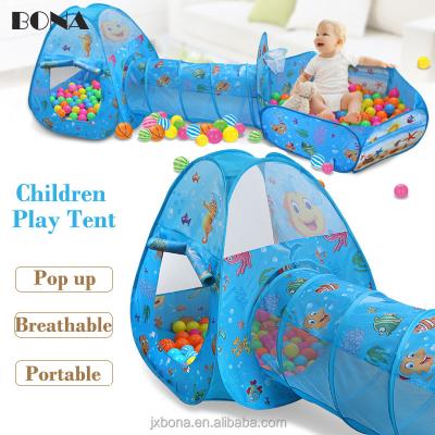 China 3 in 1 - newest factory wholesale funny ocean ball pool kids jump up ocean ball pool kids play tent and tunnels for sale