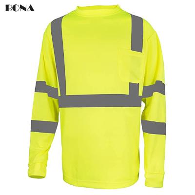 China Breathable High Quality Custom Logo Hi Vis Reflective Safety Short Long Sleeve T-shirt T-Shirt With Pocket for sale