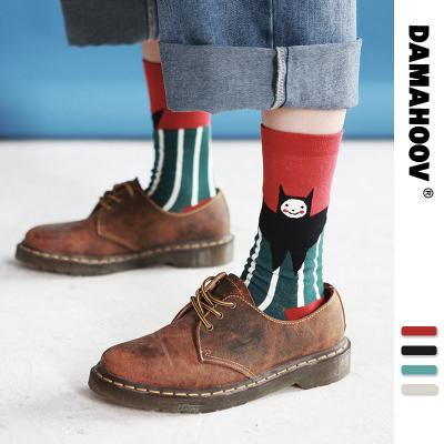 China Art Style Retro Personality Bat Breathable Cute Socks Cotton Mid Calf Length Sheer Socks Men's Socks and Women's Socks for sale