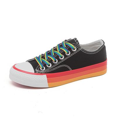 China CUSHIONING New Rainbow Wholesale Hot Selling Soft Fashionable Casual Canvas Shoes For Women for sale