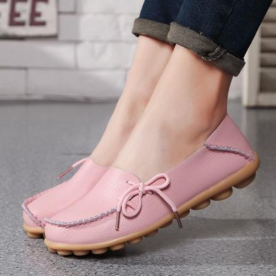 China 2022 New Fashion Light Lady Large Size Cowhide Loafers Nursing Lace Up Lazy Casual Flat Shoes for sale