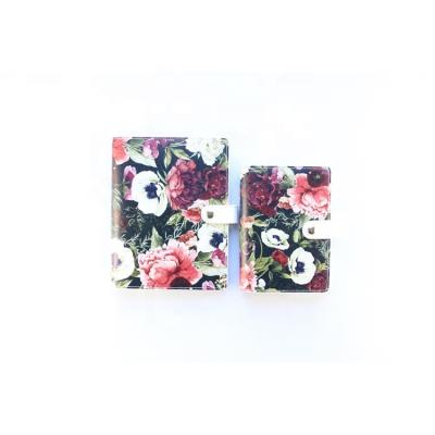 China Premium quality red and white flower pattern loose leaf a5 planner notebook leather printing with rings for sale