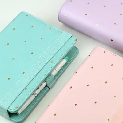 China Custom Faux A5 Loose Leaf Leather Hardcover Cute Notebook With Elastic Band Closure for sale