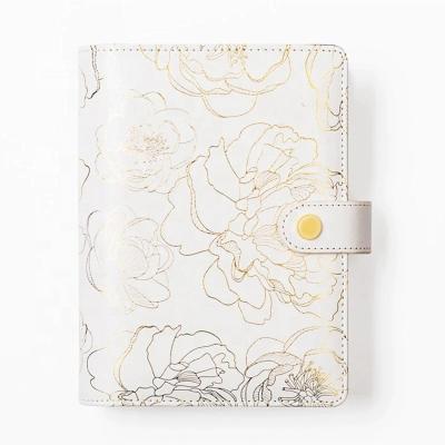 China Loose-leaf custom silk-screen printing flowers notebook 6 ring planner a5 diary planner notebook for sale