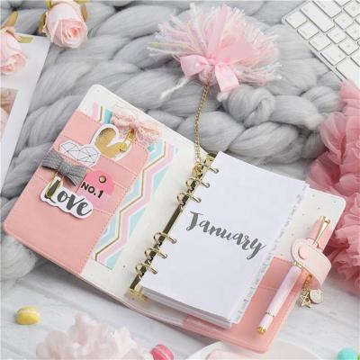 China Marble Design PU Spiral Ring Binder A5 Notebook Planner Leather Organizer With Loose Leaf 6 Rings Hugger Gold for sale