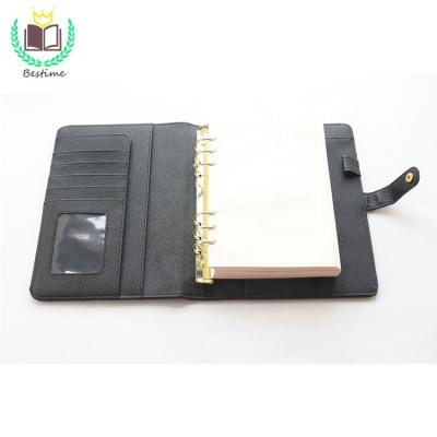 China PU Leather Black Logo A5 Quilt Planner OEM Quilt Shape Loose-leaf Custom Planner for sale