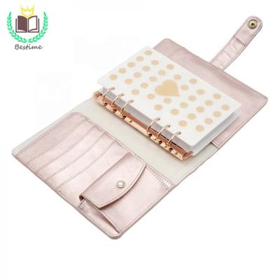 China OEM Feeling Metallic Loose-leaf PU Leather A5 Planner Ring Binder with Pocket for Coin for sale