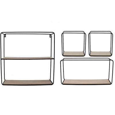 China Sustainable Set of 4 Metal Wire Frame Floating Shelves - Decorative Wall Mounted Wire Cube for sale