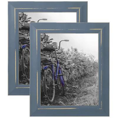 China Americanflat American 2 pack - blue rustic 8x10 picture frames - built-in easels - wall display - tabletop display for sale