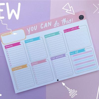 China Pretty Pastel Loose Leaf Desk To Do List Deskpad A4 50sheets Weekly Planner Notepad for sale