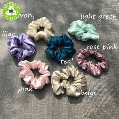 China Fashion wholesale custom logo personalized soft satin scrunchies elastic hair bands scrunchy hair ties for women for sale