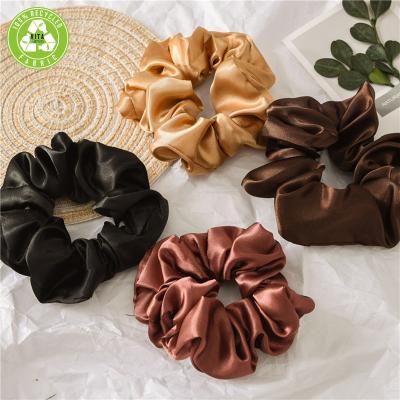 China Fashion Custom Printed Women Extra Large Loose Hair Bands Large Satin Oversized Hair Ties Hair Scrunchies With Logo for sale