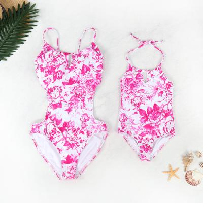 China Breathable custom flower printed econyl fabric one piece family swimwear monny and me swimwear seller for swimwear for sale