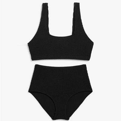 China High Waist Women Full Coverage Breathable Swimwear Briefs Bubble Bikini Set Swimsuit Seller for sale