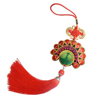 China Mobile phone exquisite double-sided embroidery knot ornament Chinese tassel pendant features Chinese style gift for sale