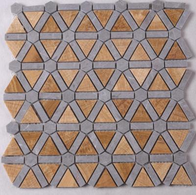 China Parquet White Gray Pattern Mosaic Tile Polished Mix patterned floor tiles with subtle geometric designs for sale