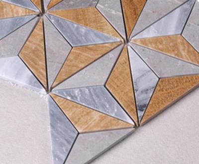 China Parquet Triangle Marble Mosaic Slab Diamond Mosaic Polished for sale