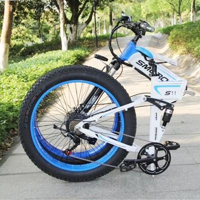 China Folding Bike 26inch Big Power 1000w Fat Bike Mountain Electric Bicycle Ebike Standard 10Ah Battery Electric Demountable Beach for sale