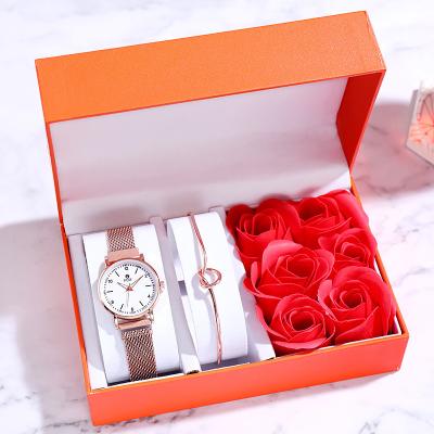 China Women Watches Jewelry Set Women Watches Gift Luxury Quartz Wristwatch For Ladies Watch Girls Magnet Stainless Steel Band Custom Logo for sale