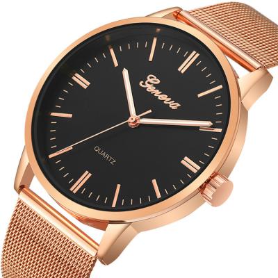 China Geneva Waterproof Hot Selling Minimalist Men Watch Stainless Steel Mesh Strap Men And Women Wrist Watch Quartz Watches Cheap Custom Wholesale for sale