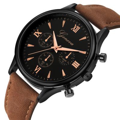 China Wholesale Cheap Luxury Geneva Fashion Watch Men Date Alloy Case Quartz Sports Watch Male Top Brand Analog Waterproof Synthetic Leather Clock for sale