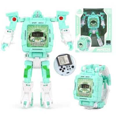 China Automatic Date GAME Digital Kids Watch Robot Transformation Toys For Kids Bricks Toys Watches For Kids Christmas Gift Wristwatch for sale