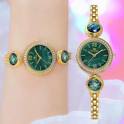 China BS Brand Waterproof Top Women Watches Diamond Quartz Ladies Watch Luxury For Gift Fashion Light Luxury Small Malachite Green Watch for sale