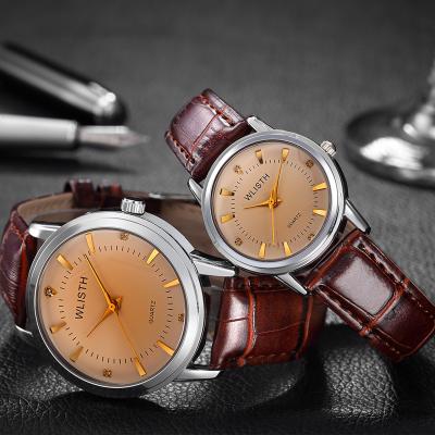 China Top Brand Waterproof Couple Watches Men And Women Watch Clock Luxury Leather Scratch Women Wrist Watch Quartz Waterproof Couples Watch for sale