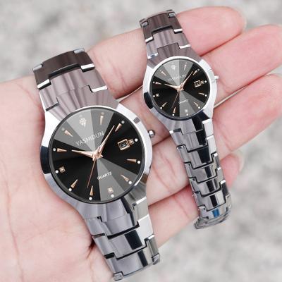 China Hot Selling YASHIDUN Day/Date Couples Watch Calendar Waterproof Quartz Watches Ladies Stainless Steel Quartz Unisex Watch With Date for sale