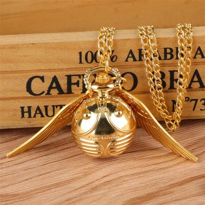 China Snitch Antique Gold Ball Pocket Watch Pendant Gifts For Kids Cute Lovely Quartz Necklace Clock Pocket Clock Christmas Gift For Man for sale