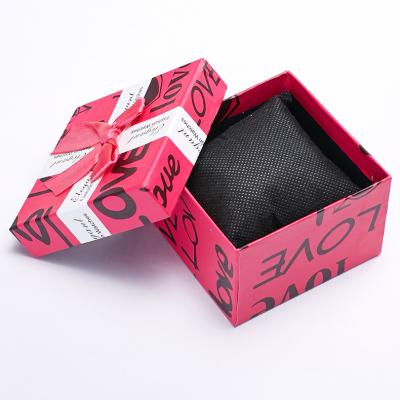 China Red-Pink Present Paper Gift Box Best Goods Watch Love Gift Box Case For Cheap Bracelet Bangle Jewelry Watch Box Container Caja Reloj for sale