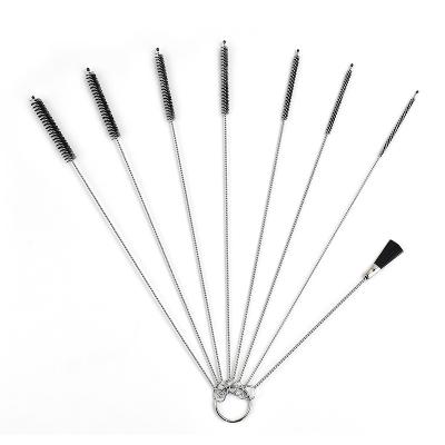 China 8pcs Viable Multifunctional Black Nylon Tube Cleaning Brush Pipe Cleaner Keyboard Brush Set for sale