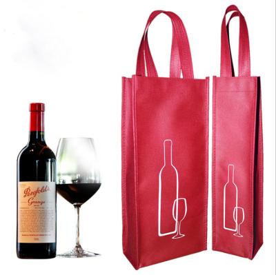 China Wholesale Promotional Folding KG Non Durable Woven Fabric Polypropylene Laminated Bottle Wine Bag for sale