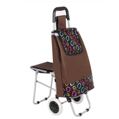 China Folding Trolley Bag Tote Foldable With Wheels And Seat Shopping Grocery Bag for sale