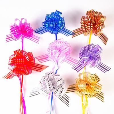 China Wholesale 3cm Organza Pull String Bow Gift Wrapping Gauze Pom Pom Bow Gift Ribbon Christmas Festival Floral Wrap Decoration for sale