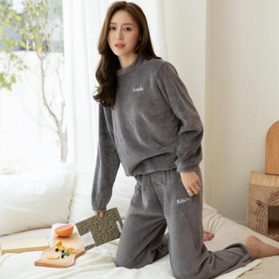 China 2020 Winter Flannel Women QUICK DRY Pajamas Set Velvet Warm Female Homewear Winter Sleepwear Sweatshirt Pants Soft Lounge Wear for sale