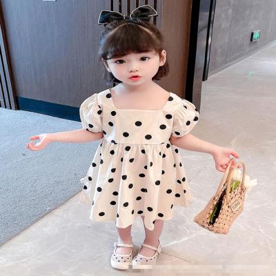 China Wholesale Fashion Breathable Summer Casual Kids Clothing 3-8 Years Baby Sleeve Lantern Dress Polka Dot Cute Girls Dresses for sale