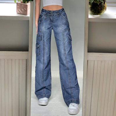 China High waist jeans 2021 fashion drop women blue jeans pants QUICK DRY wide leg pants plus size women jeans for sale