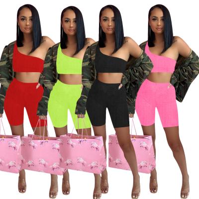 China 2021 Summer Solid Size Women's Plus QUICK DRY Clothing Shorts Summer Two Piece Set Sports Yoga Pnats Woman Short Set For Female for sale