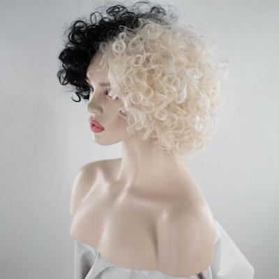 China 2021 Deep Wave Anime Black and White Wig for Cruella de Vil for sale