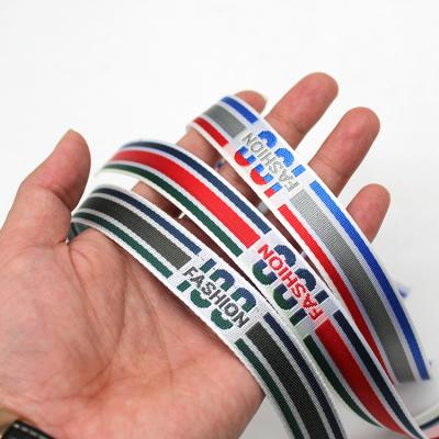 China Sustainable Customized Ribbon Printing , Brand Printed Jacquard Trims Logo Custom Coarse Grain Bag Strap for sale