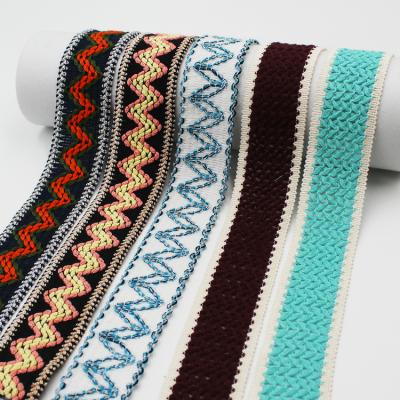 China Other Manufacture Four Color 4.5 Cm Width Customized Color Polyester Jacquard Hook Webbing For Woman Man Garment for sale