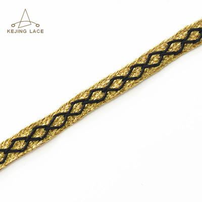 China Sustainable Design Metallic Braided Strip Decorative Rhombus Trims Rope for sale