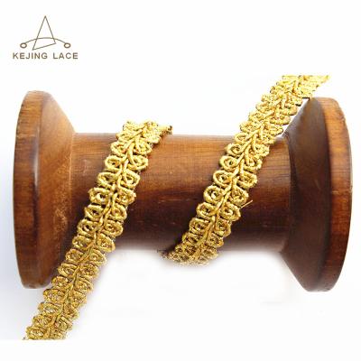 China Poly Metallic Crochet Gold Gimp Braid Upholstery Trim Viable For Decoration for sale