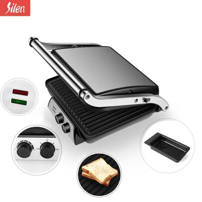 China Adjustable Size 4 Panini Grill Slice Press Maker Electric Touch Grill With Timing Function 180 Degree Opening Kitchen Appliance for sale