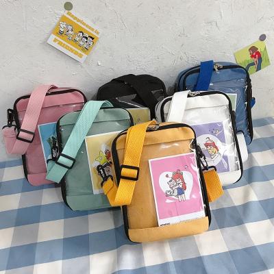 China Multifunctional Personalized Colorful Canvas Cotton Ladies Girls Womens Shopping Sling Tote Bag With Clear PVC for sale