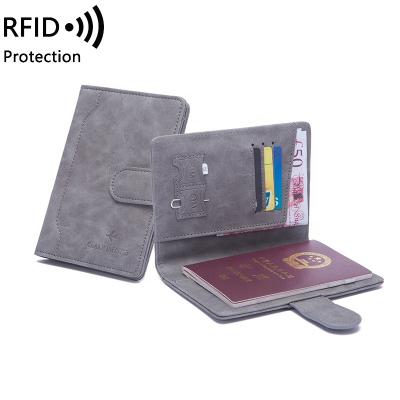 China Waterproof Folding Colorful Leather Organizer Case Bag Wallet Passport Holder Document Cards Retro Unisex Rfid Protection Clip for sale